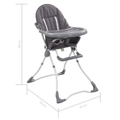 vidaXL Dětská jídelní židlička šedo-bílá