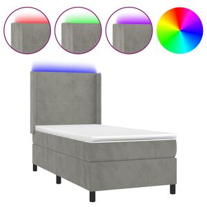 vidaXL Box spring postel s matrac&iacute; a LED světle &scaron;ed&aacute; 80 x 200 cm samet