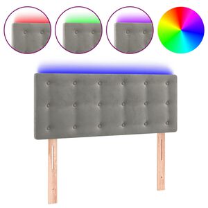 vidaXL Čelo postele s LED světle &scaron;ed&eacute; 100 x 5 x 78/88 cm samet