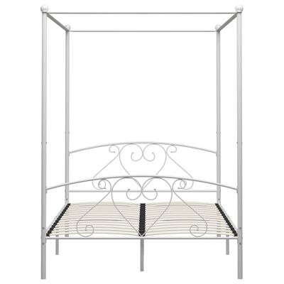 vidaXL Rám postele s nebesy bílý kovový 160 x 200 cm