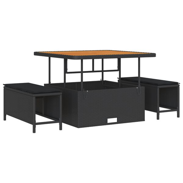 vidaXL Sada zahradn&iacute;ch pohovek s pol&scaron;t&aacute;řem 8 pcs Čern&aacute;