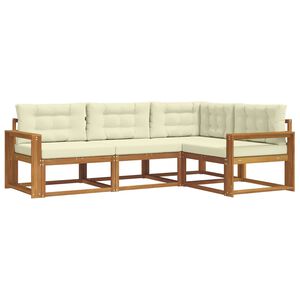 vidaXL Venkovn&iacute; pohovkov&aacute; souprava 4 pcs Přirozen&aacute; a Kr&eacute;mov&aacute;