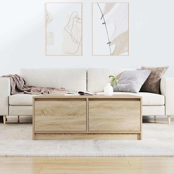 vidaXL Konferenčn&iacute; stolek se z&aacute;suvkami Sonoma Dub 100x100x40 cm