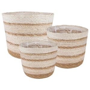 vidaXL 3 ks Př&iacute;rodn&iacute;, b&iacute;l&aacute; a b&eacute;žov&aacute; &Oslash;26 x 19 cm 100% mořsk&aacute; tr&aacute;va