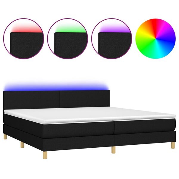 vidaXL Box spring postel s matrac&iacute; a LED čern&aacute; 200x200 cm textil