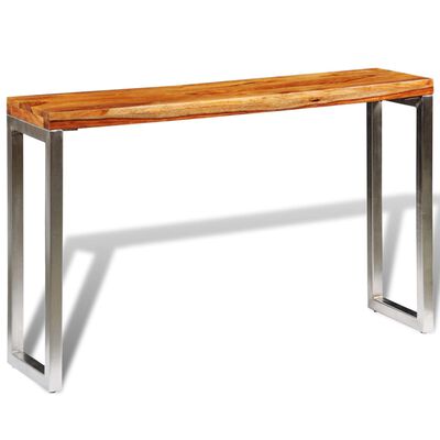 vidaXL Konzolový stolek s ocelovou nohou masivní sheeshamové dřevo