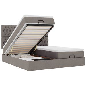 vidaXL Osmansk&yacute; r&aacute;m postele s matrac&iacute; taupe 180x200cm textil