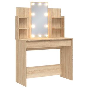 vidaXL Toaletn&iacute; stolek s LED osvětlen&iacute;m dub sonoma 96 x 40 x 142 cm