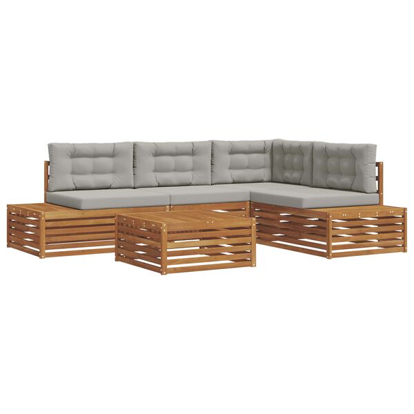 vidaXL Venkovn&iacute; pohovkov&aacute; souprava 5 Kus Př&iacute;rodn&iacute; a světle &scaron;ed&aacute;