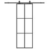 vidaXL Posuvn&eacute; dveře se sadou kov&aacute;n&iacute; čern&eacute; 76x205 cm ESG Glass