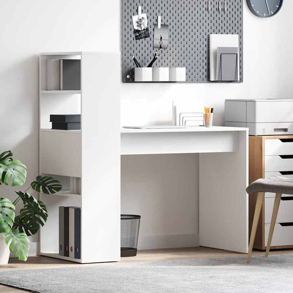 vidaXL Stůl s policí Bílá 113 x 54 x 120 cm kompozitní dřevo