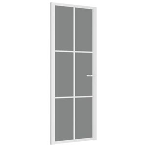 vidaXL Interi&eacute;rov&eacute; dveře 76 x 201,5 cm b&iacute;l&eacute; ESG sklo a hlin&iacute;k