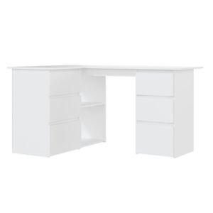 vidaXL Rohov&yacute; psac&iacute; stůl b&iacute;l&yacute; 145 x 100 x 76 cm dřevotř&iacute;ska
