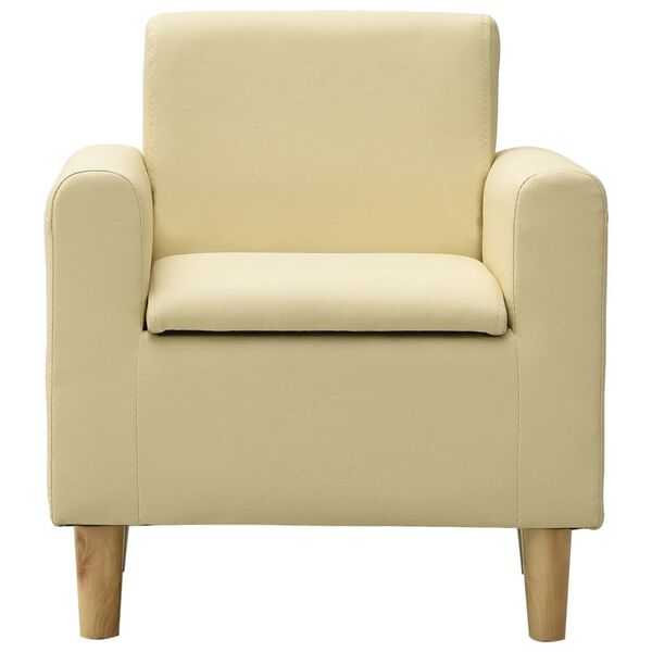 vidaXL Dětsk&aacute; sedačka kr&eacute;mově b&iacute;l&aacute; uměl&aacute; kůže