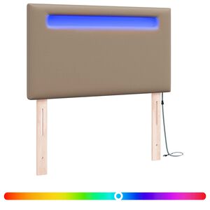vidaXL LED hlavov&aacute; deska Cappuccino Uměl&aacute; kůže