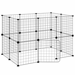 vidaXL 20panelov&aacute; ohr&aacute;dka pro zv&iacute;řata s dv&iacute;řky čern&aacute; 105 x 70 x 70 cm ocel