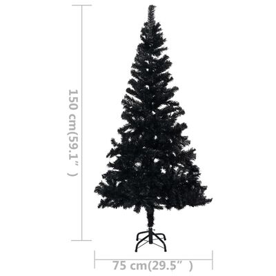 vidaXL Vánoční stromek s LED osvětlením a stojanem černý 150 cm PVC