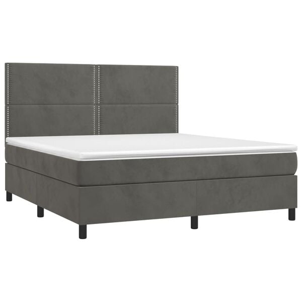 vidaXL Box spring postel s matrac&iacute; tmavě &scaron;ed&aacute; 180x200 cm samet
