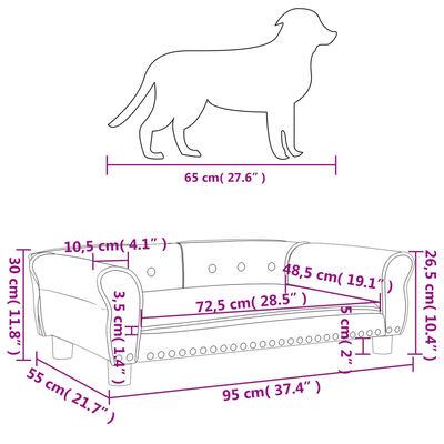 vidaXL Pelíšek pro psy hnědý 95 x 55 x 30 cm umělá kůže