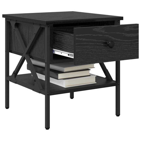 vidaXL Nočn&iacute; stolek se z&aacute;suvkou Čern&yacute; dub 40 x 42 x 45 cm