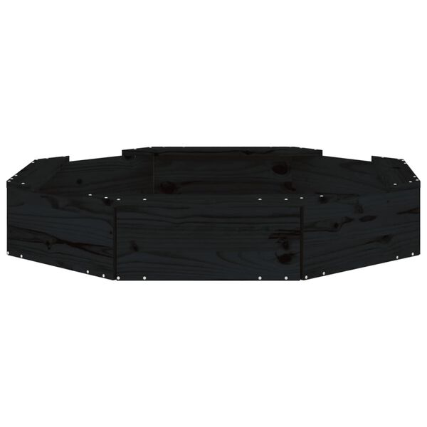 vidaXL Pískoviště se sedáky černé osmiúhelník masivní borové dřevo