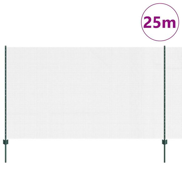 vidaXL Plot s sloupkem Zelen&aacute; 1,4 x 25 m Ocel a PVC