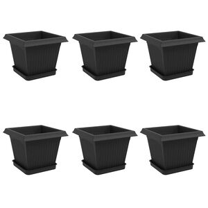 vidaXL Květin&aacute;če 6 pcs Čern&aacute; 20 x 20 x 16 cm Plast
