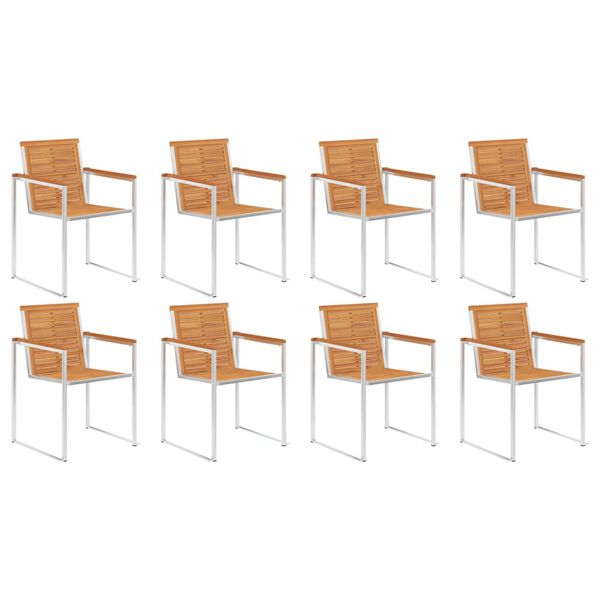 vidaXL Zahradn&iacute; židle 8 ks masivn&iacute; ak&aacute;ciov&eacute; dřevo a nerezov&aacute; ocel