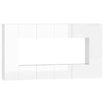 vidaXL 8dílný set TV skříněk bílý s vysokým leskem kompozitní dřevo