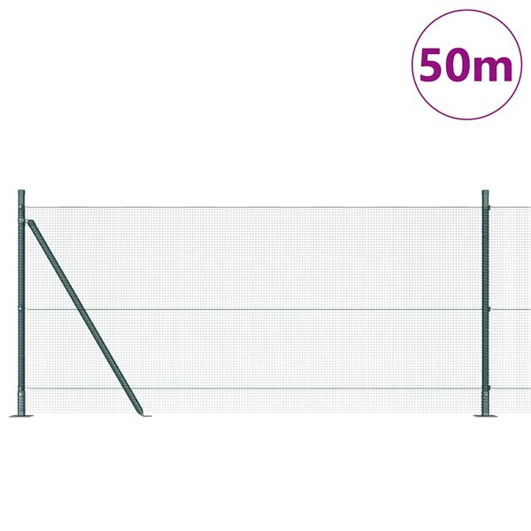vidaXL Plotov&yacute; sloupek. Zelen&aacute; 50 x 1 m (12 x 12 mm mř&iacute;žka) Ocel a PVC