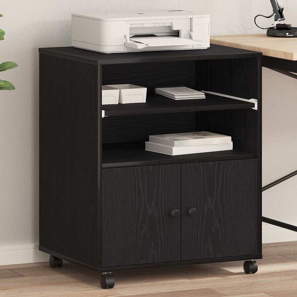 vidaXL Stojan na tiskárnu Černý dub 60 x 48 x 74 cm kompozitní dřevo