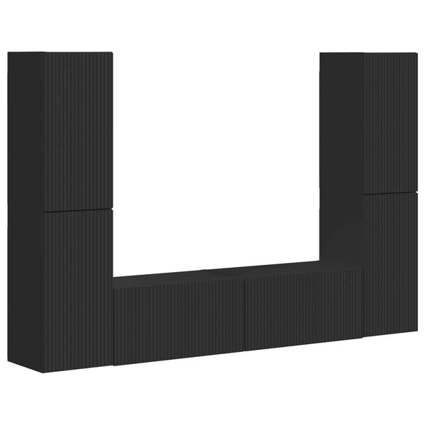 vidaXL Sestava TV skř&iacute;něk 6 pcs Čern&aacute; kompozitn&iacute; dřevo