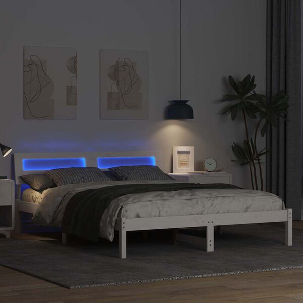 vidaXL R&aacute;m postele s čelo B&iacute;l&aacute; 150 x 200 cm Masivn&iacute; borov&eacute; dřevo