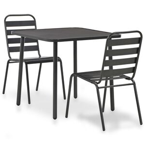 vidaXL 3d&iacute;ln&yacute; bistro set ocelov&yacute; tmavě &scaron;ed&yacute;