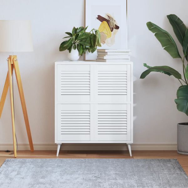 vidaXL N&aacute;bytkov&aacute; dv&iacute;řka lamelov&yacute; design 4 ks b&iacute;l&aacute; 39,5x39,4cm borovice