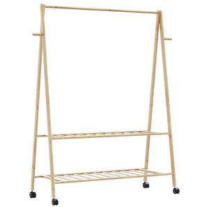 vidaXL Stojan na oblečen&iacute; s policemi a kolečky 132x45,5x155,5cm bambus