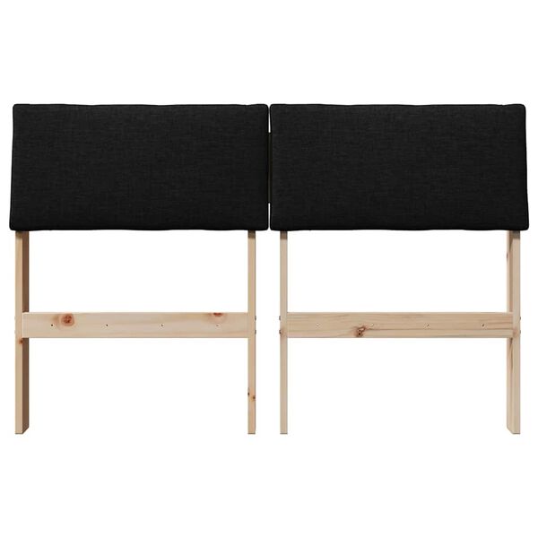 vidaXL Čalouněn&eacute; čelo postele Čern&aacute; 120 cm Masivn&iacute; borov&eacute; dřevo