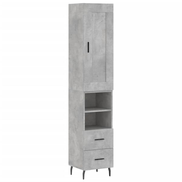 vidaXL Skř&iacute;ň highboard betonově &scaron;ed&aacute; 34,5x34x180 cm kompozitn&iacute; dřevo