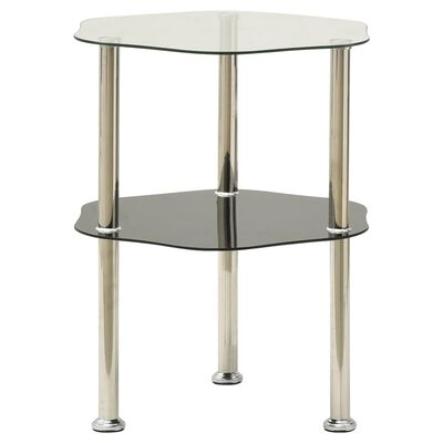 vidaXL 2patrový stolek průhledný a černý 38 x 38 x 50 cm tvrzené sklo