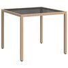 vidaXL Zahradn&iacute; stůl 90 x 90 x 75 cm tvrzen&eacute; sklo a polyratan b&eacute;žov&yacute;