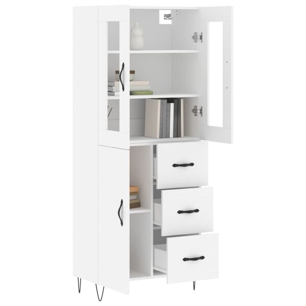 vidaXL Skř&iacute;ň highboard b&iacute;l&aacute; 69,5 x 34 x 180 cm kompozitn&iacute; dřevo