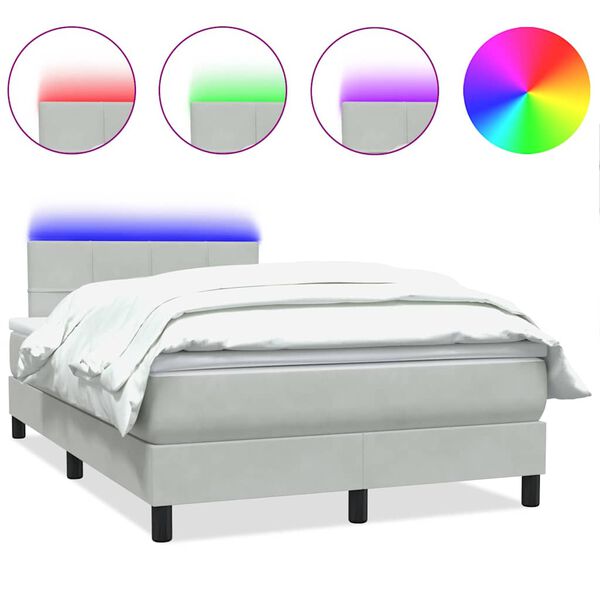 vidaXL Box spring postel s matrac&iacute; a LED růžov&yacute; 90x220 cm samet