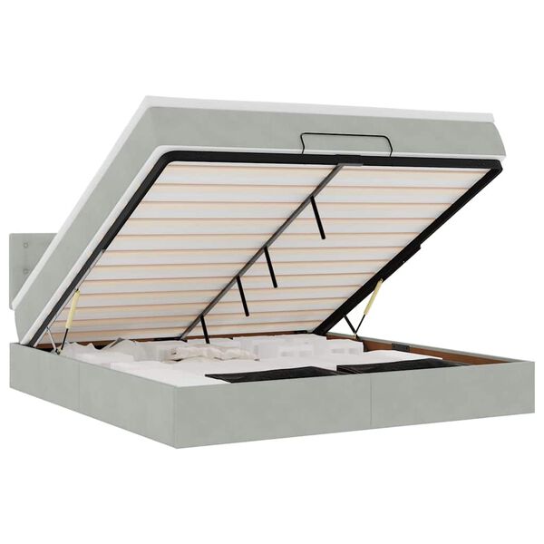 vidaXL Osmansk&yacute; r&aacute;m postele s matrac&iacute; světle &scaron;ed&aacute; 180x200cm samet