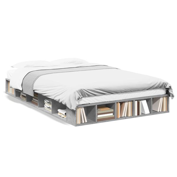 vidaXL R&aacute;m postele betonově &scaron;ed&yacute; 120 x 200 cm kompozitn&iacute; dřevo