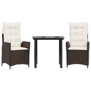 vidaXL 3d&iacute;ln&aacute; zahradn&iacute; j&iacute;deln&iacute; souprava s podu&scaron;kami hněd&aacute; polyratan