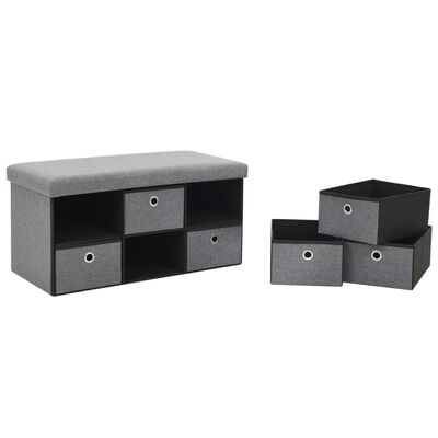 vidaXL Skládací úložná lavice umělý len 76 x 38 x 38 cm tmavě šedá