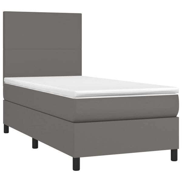 vidaXL Box spring postel s matrac&iacute; &scaron;ed&aacute; 100x200 cm uměl&aacute; kůže