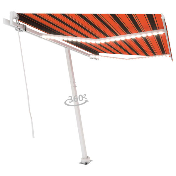 vidaXL Ručně zatahovac&iacute; mark&yacute;za s LED světlem 350x250 cm oranžovohněd&aacute;