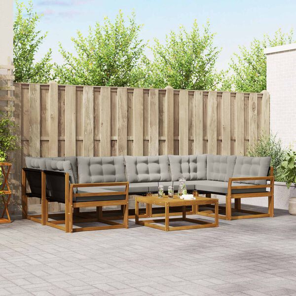 vidaXL Venkovn&iacute; pohovkov&aacute; souprava 7 pcs Př&iacute;rodn&iacute; a světle &scaron;ed&aacute;