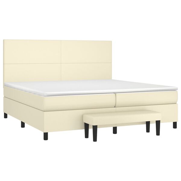 vidaXL Box spring postel s matrac&iacute; kr&eacute;mov&aacute; 200x200 cm uměl&aacute; kůže